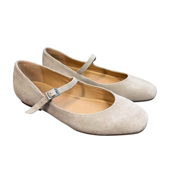 Crown Vintage Sillani Suede Mary Jane Flat Taupe Size 7 - Picture 4 of 8